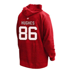 Jack Hughes New Jersey Devils Profile Women's Plus Size Name & Number Thermal Pullover Hoodie - Red Jerseys