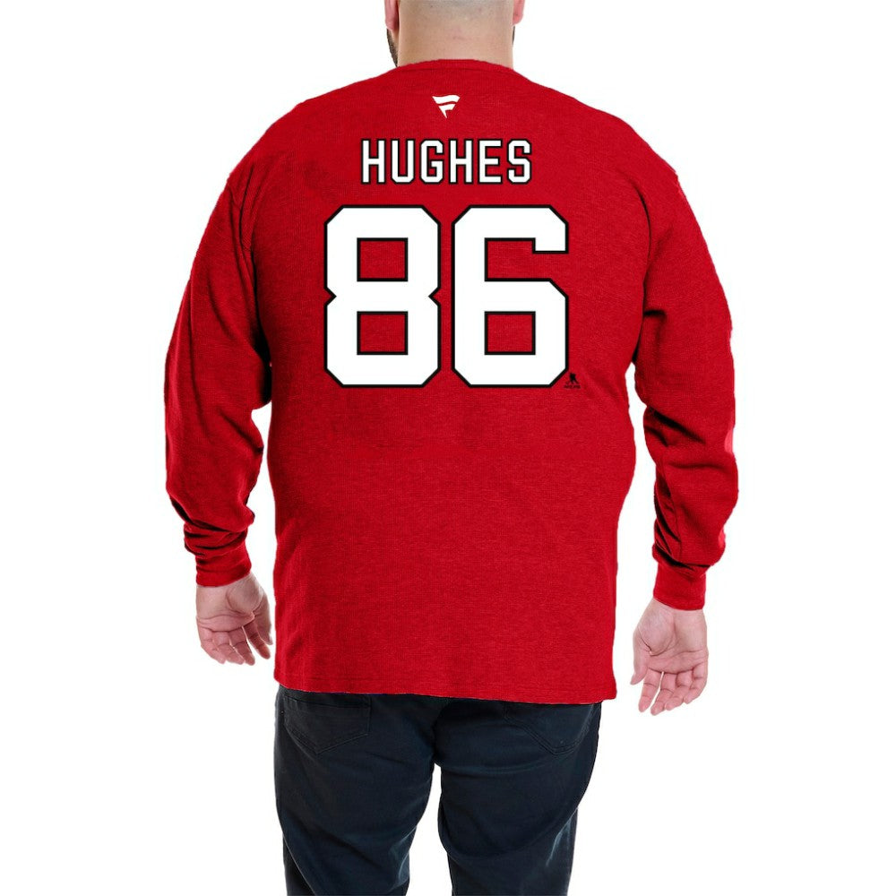 Jack Hughes New Jersey Devils Profile Big & Tall Name & Number Thermal Pullover Sweatshirt - Red Sweatshirts