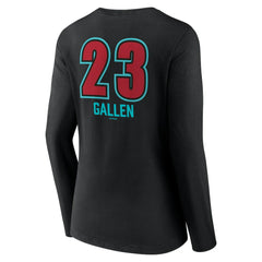 Zac Gallen Arizona Diamondbacks Women's Name & Number Fastball V-Neck Long Sleeve T-Shirt Black