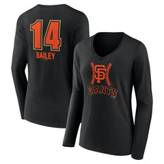 Patrick Bailey San Francisco Giants Women's Name & Number Fastball V-Neck Long Sleeve T-Shirt Black