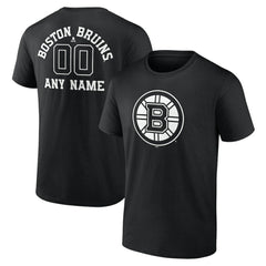 Boston Bruins Personalized Name & Number Monochrome T-Shirt - Black T-shirts