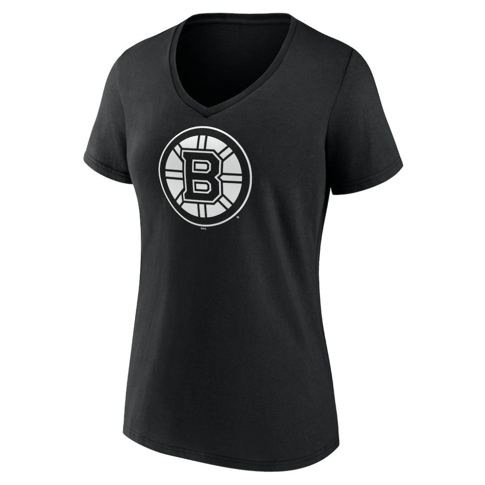 Boston Bruins Women's Personalized Name & Number Monochrome V-Neck T-Shirt - Black T-shirts