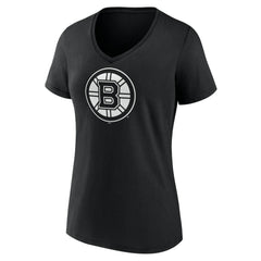 Boston Bruins Women's Personalized Name & Number Monochrome V-Neck T-Shirt - Black T-shirts