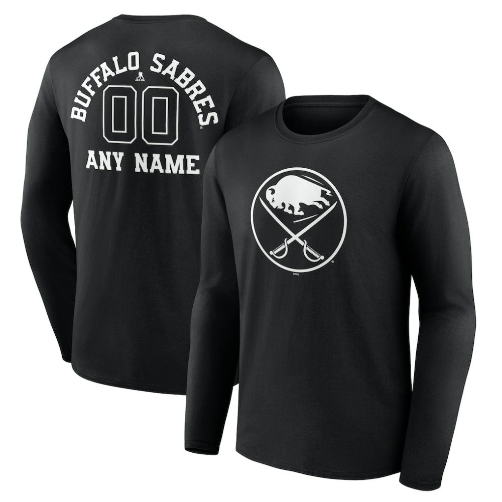Buffalo Sabres Personalized Name & Number Monochrome Long Sleeve T-Shirt - Black T-shirts
