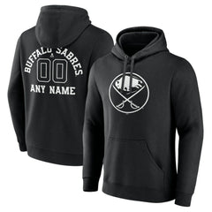 Buffalo Sabres Personalized Name & Number Monochrome Pullover Hoodie - Black Hoodies