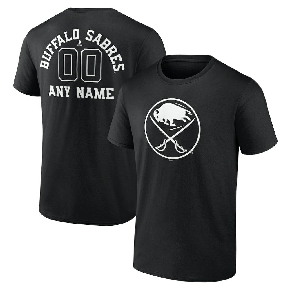 Buffalo Sabres Personalized Name & Number Monochrome T-Shirt - Black T-shirts