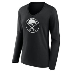 Buffalo Sabres Women's Personalized Name & Number Monochrome Long Sleeve V-Neck T-Shirt - Black T-shirts