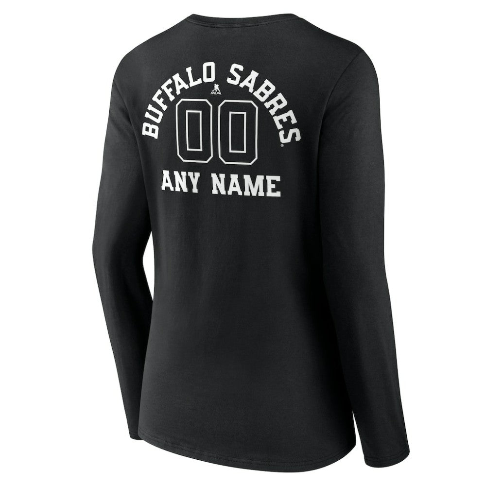 Buffalo Sabres Women's Personalized Name & Number Monochrome Long Sleeve V-Neck T-Shirt - Black T-shirts
