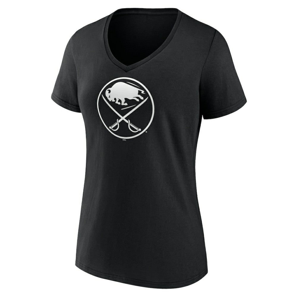 Buffalo Sabres Women's Personalized Name & Number Monochrome V-Neck T-Shirt - Black T-shirts