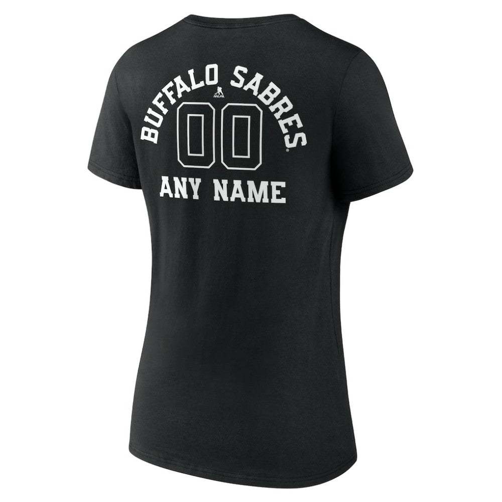 Buffalo Sabres Women's Personalized Name & Number Monochrome V-Neck T-Shirt - Black T-shirts