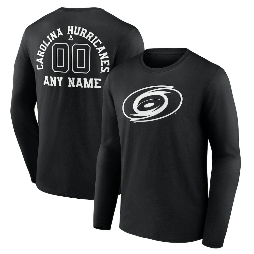 Carolina Hurricanes Personalized Name & Number Monochrome Long Sleeve T-Shirt - Black T-shirts