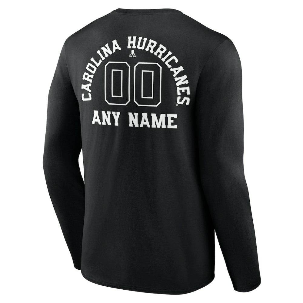 Carolina Hurricanes Personalized Name & Number Monochrome Long Sleeve T-Shirt - Black T-shirts