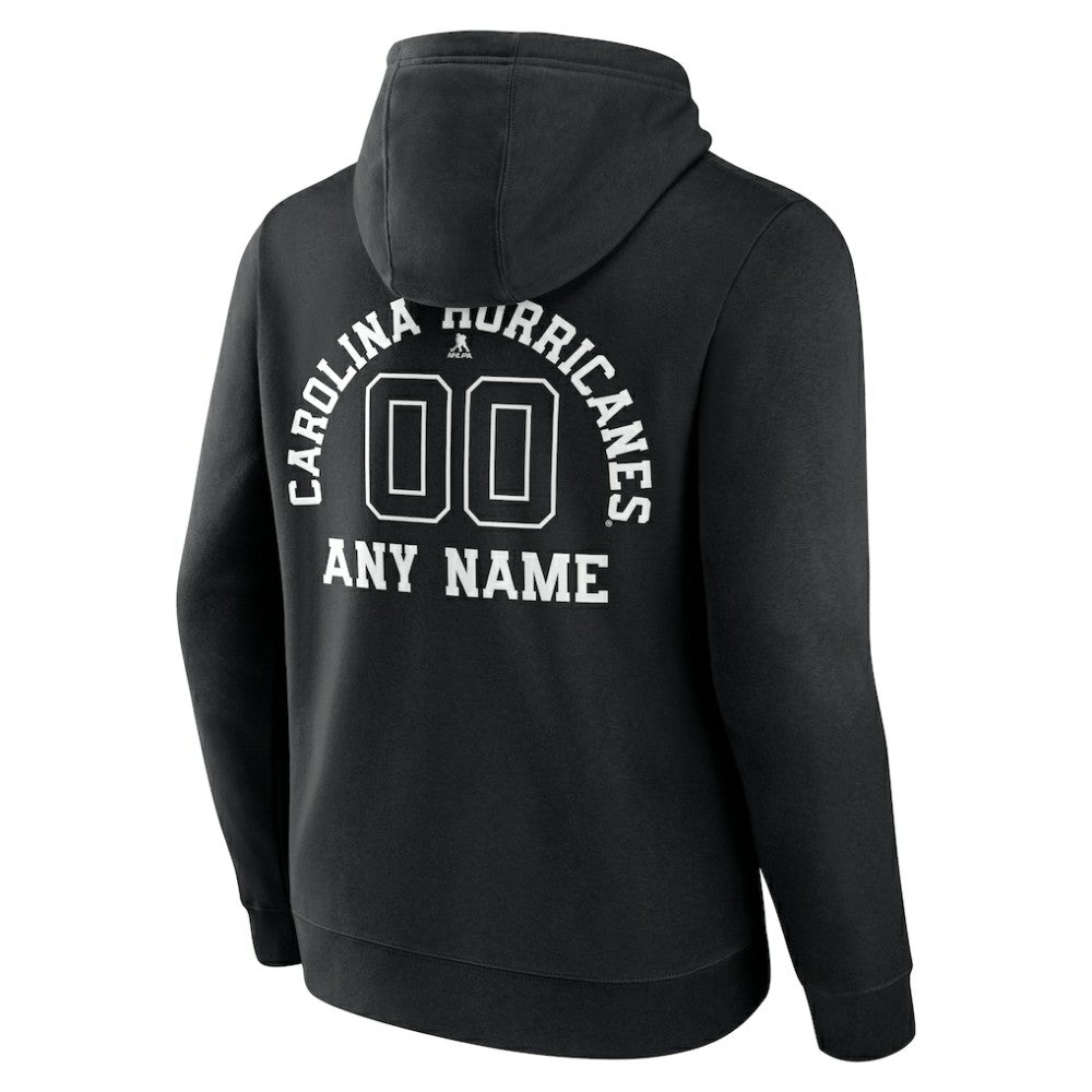 Carolina Hurricanes Personalized Name & Number Monochrome Pullover Hoodie - Black Hoodies