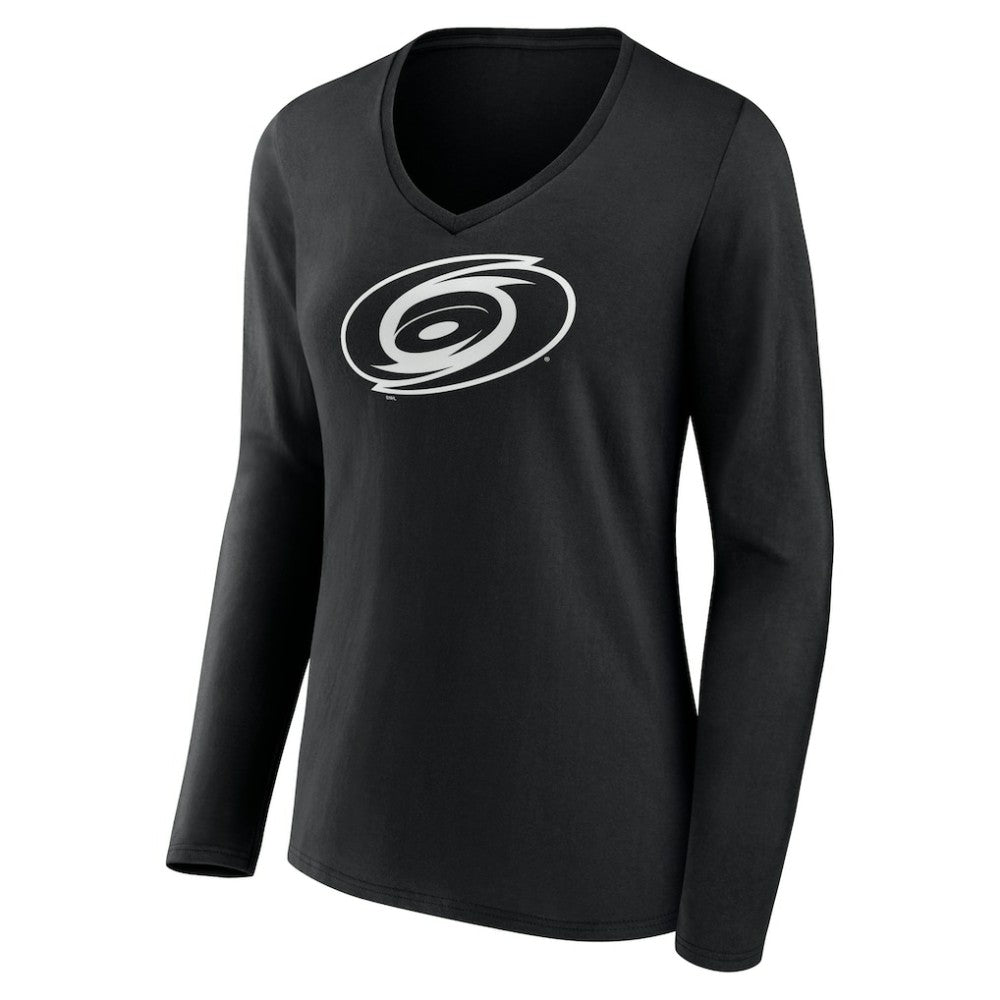 Carolina Hurricanes Women's Personalized Name & Number Monochrome Long Sleeve V-Neck T-Shirt - Black T-shirts