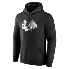 Chicago Blackhawks Personalized Name & Number Monochrome Pullover Hoodie - Black Hoodies