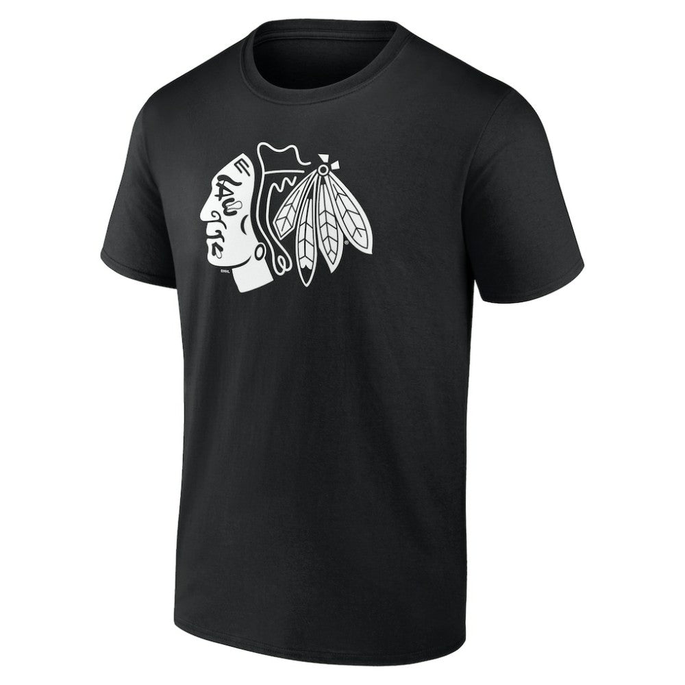 Chicago Blackhawks Personalized Name & Number Monochrome T-Shirt - Black T-shirts