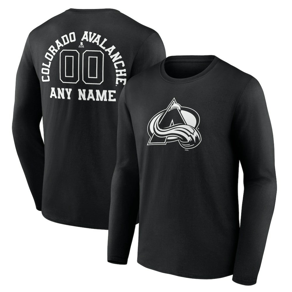 Colorado Avalanche Personalized Name & Number Monochrome Long Sleeve T-Shirt - Black T-shirts