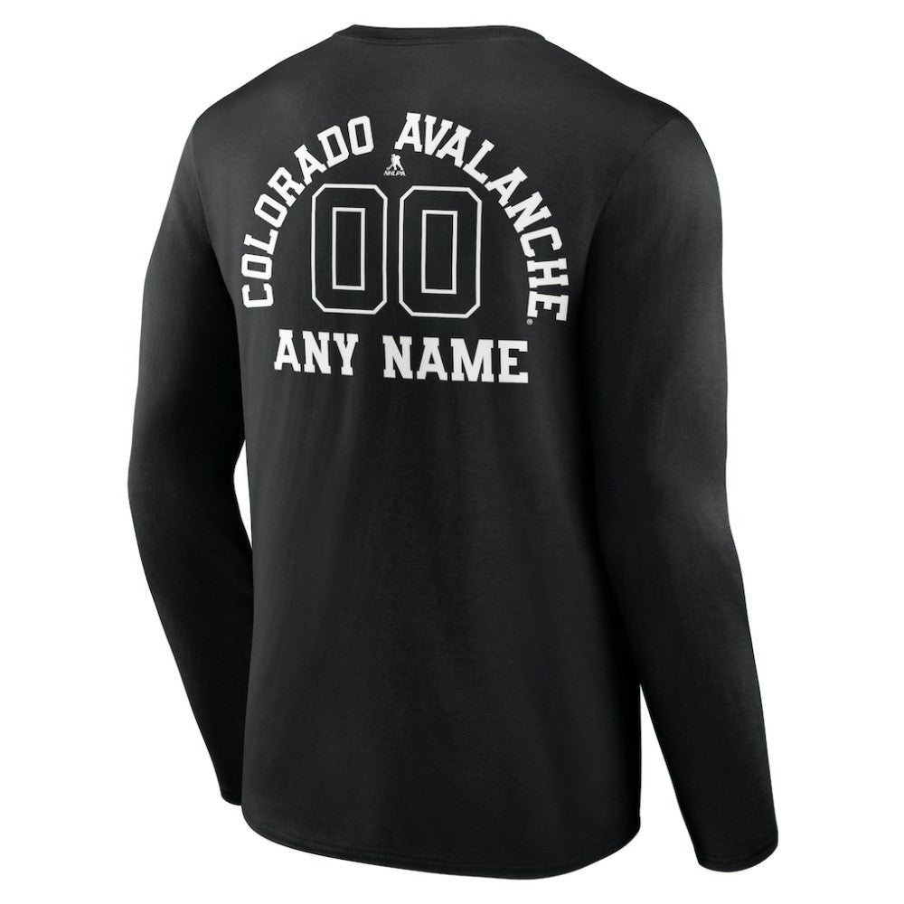 Colorado Avalanche Personalized Name & Number Monochrome Long Sleeve T-Shirt - Black T-shirts