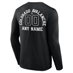 Colorado Avalanche Personalized Name & Number Monochrome Long Sleeve T-Shirt - Black T-shirts