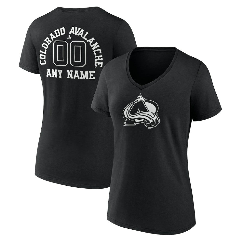 Colorado Avalanche Women's Personalized Name & Number Monochrome V-Neck T-Shirt - Black T-shirts
