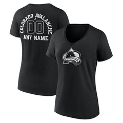 Colorado Avalanche Women's Personalized Name & Number Monochrome V-Neck T-Shirt - Black T-shirts