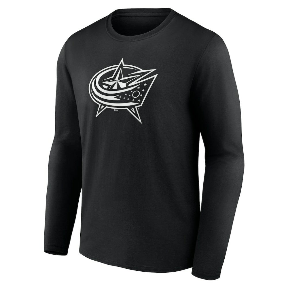 Columbus Blue Jackets Personalized Name & Number Monochrome Long Sleeve T-Shirt - Black T-shirts