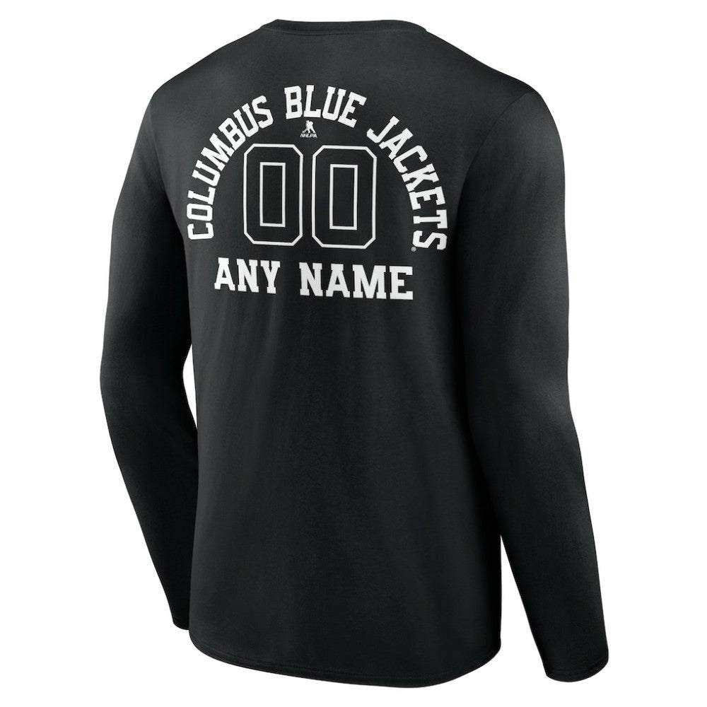 Columbus Blue Jackets Personalized Name & Number Monochrome Long Sleeve T-Shirt - Black T-shirts