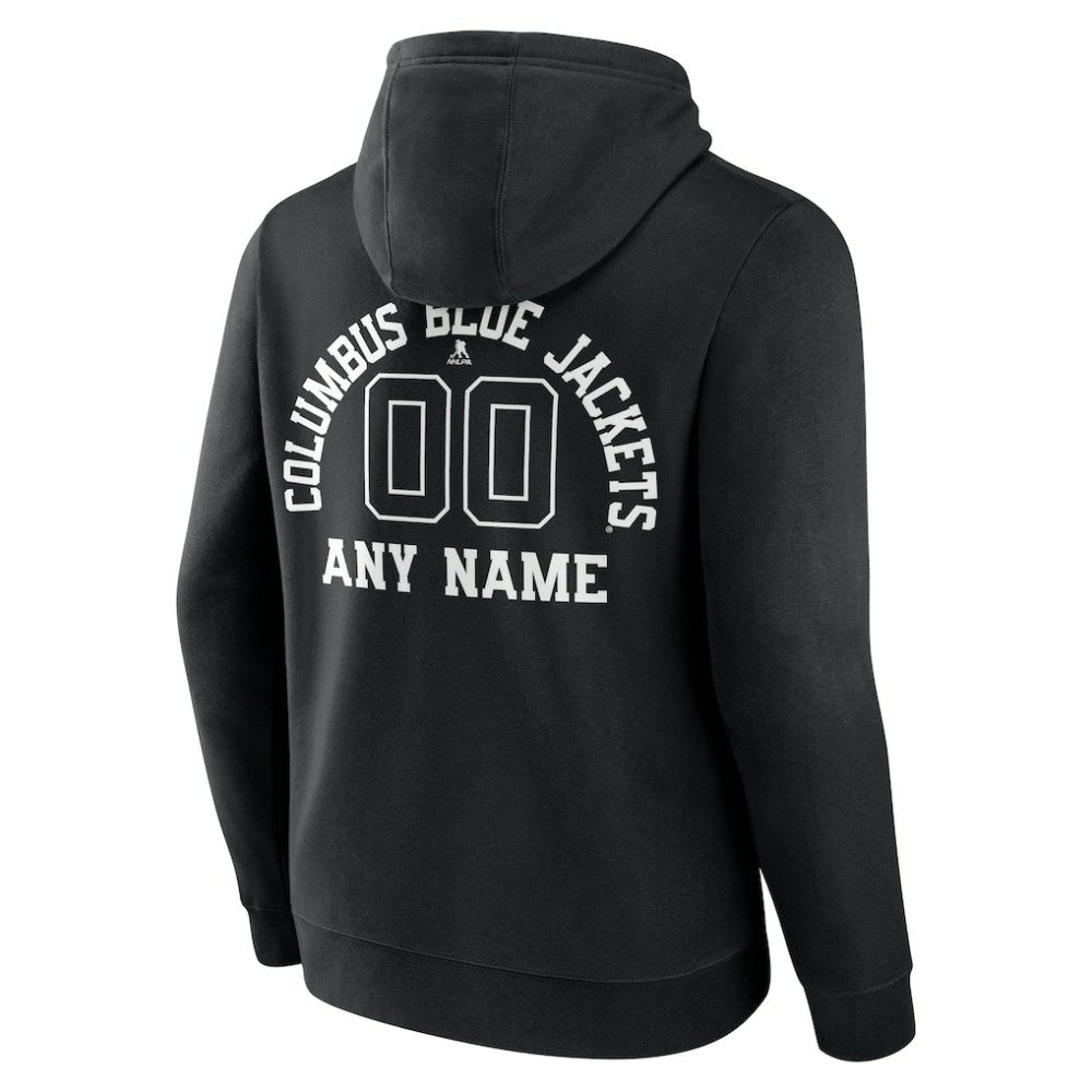 Columbus Blue Jackets Personalized Name & Number Monochrome Pullover Hoodie - Black Hoodies