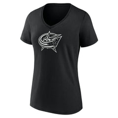 Columbus Blue Jackets Women's Personalized Name & Number Monochrome V-Neck T-Shirt - Black T-shirts