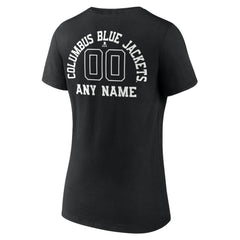 Columbus Blue Jackets Women's Personalized Name & Number Monochrome V-Neck T-Shirt - Black T-shirts