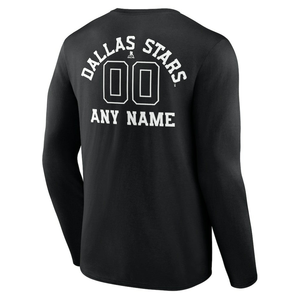 Dallas Stars Personalized Name & Number Monochrome Long Sleeve T-Shirt - Black T-shirts