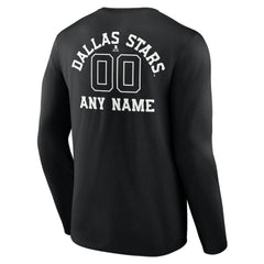 Dallas Stars Personalized Name & Number Monochrome Long Sleeve T-Shirt - Black T-shirts