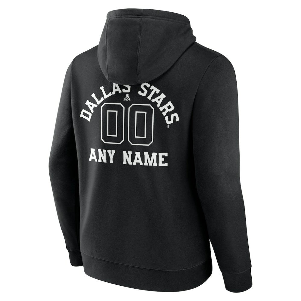 Dallas Stars Personalized Name & Number Monochrome Pullover Hoodie - Black Hoodies