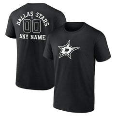Dallas Stars Personalized Name & Number Monochrome T-Shirt - Black T-shirts