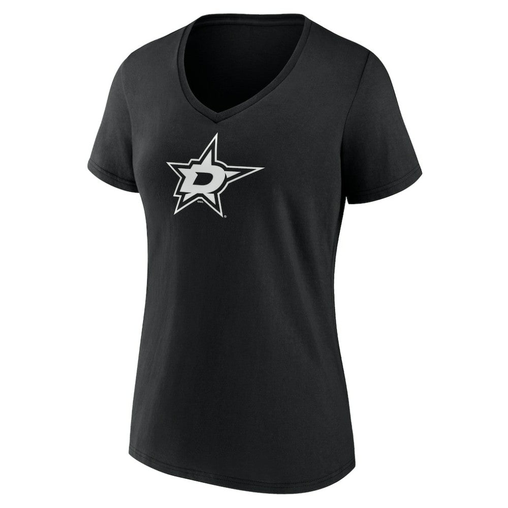 Dallas Stars Women's Personalized Name & Number Monochrome V-Neck T-Shirt - Black T-shirts