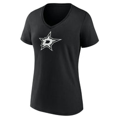 Dallas Stars Women's Personalized Name & Number Monochrome V-Neck T-Shirt - Black T-shirts
