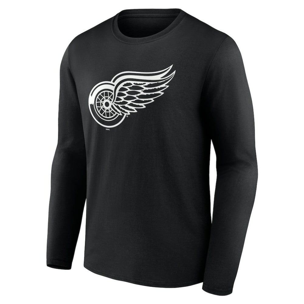 Detroit Red Wings Personalized Name & Number Monochrome Long Sleeve T-Shirt - Black T-shirts