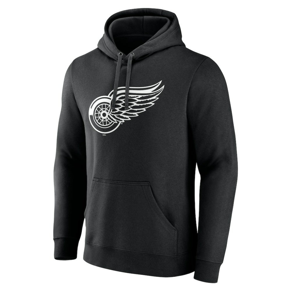 Detroit Red Wings Personalized Name & Number Monochrome Pullover Hoodie - Black Hoodies