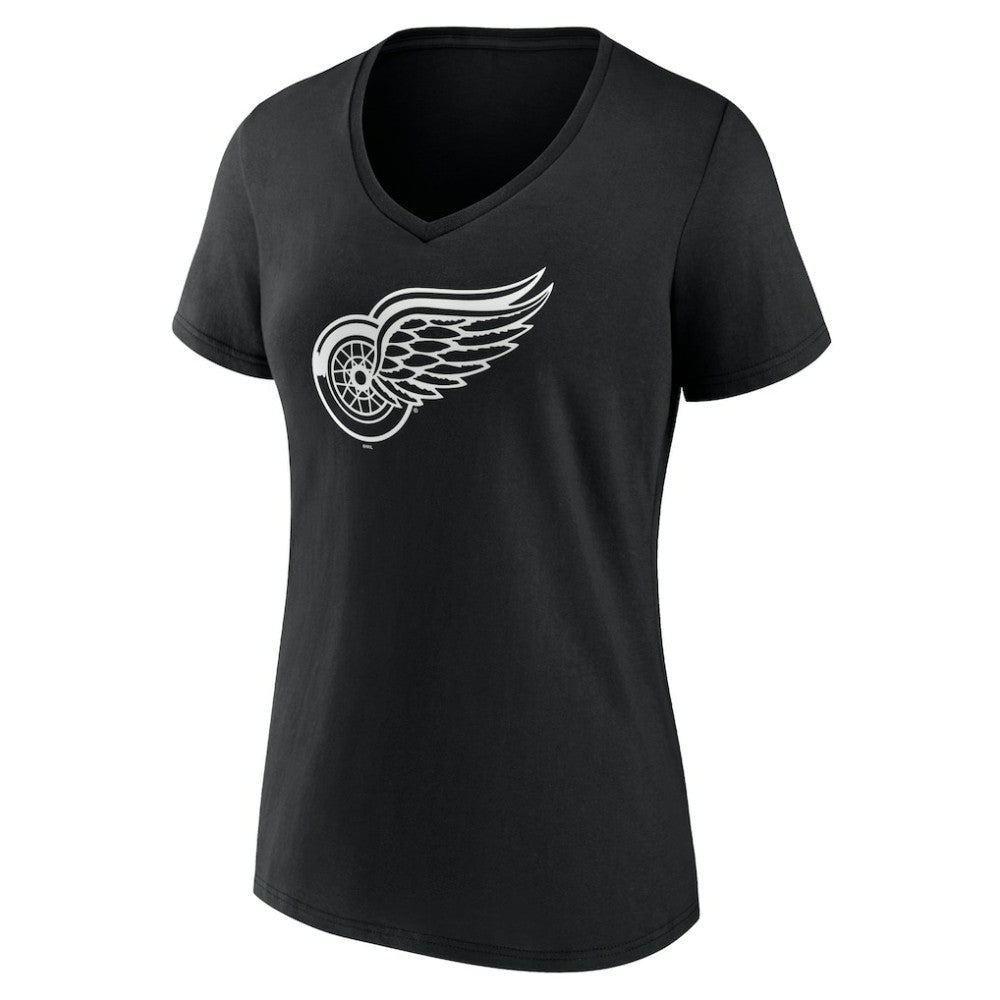 Detroit Red Wings Women's Personalized Name & Number Monochrome V-Neck T-Shirt - Black T-shirts