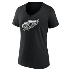Detroit Red Wings Women's Personalized Name & Number Monochrome V-Neck T-Shirt - Black T-shirts