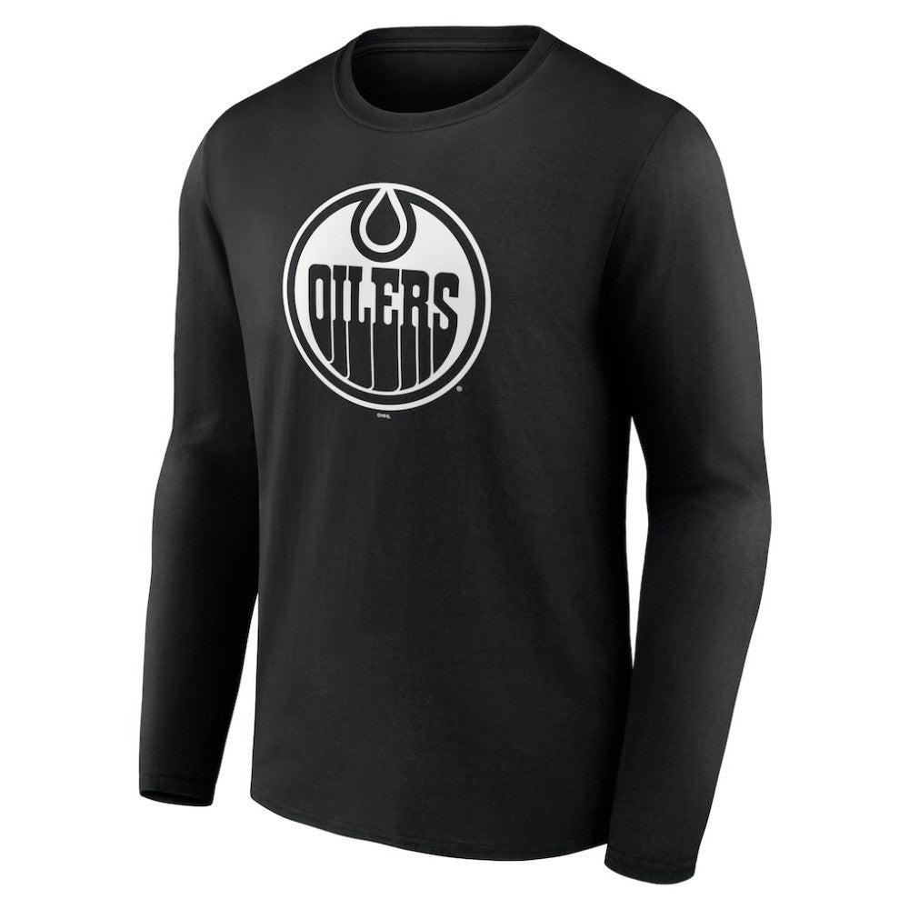 Edmonton Oilers Personalized Name & Number Monochrome Long Sleeve T-Shirt - Black T-shirts