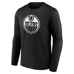 Edmonton Oilers Personalized Name & Number Monochrome Long Sleeve T-Shirt - Black T-shirts