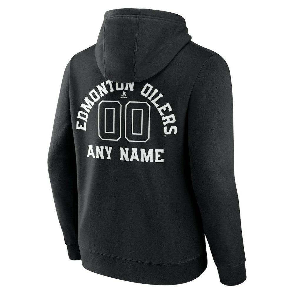 Edmonton Oilers Personalized Name & Number Monochrome Pullover Hoodie - Black Hoodies