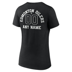 Edmonton Oilers Women's Personalized Name & Number Monochrome V-Neck T-Shirt - Black T-shirts