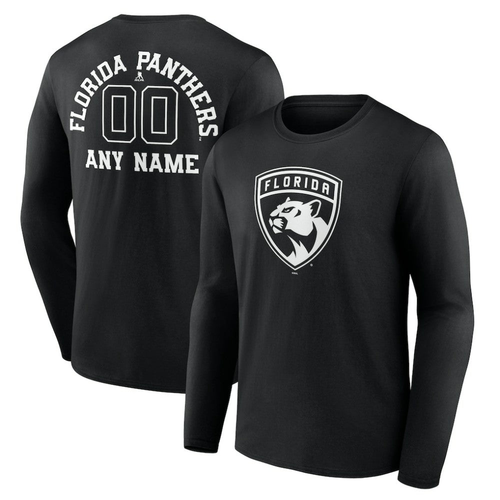 Florida Panthers Personalized Name & Number Monochrome Long Sleeve T-Shirt - Black T-shirts