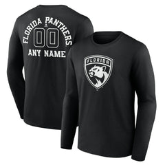 Florida Panthers Personalized Name & Number Monochrome Long Sleeve T-Shirt - Black T-shirts