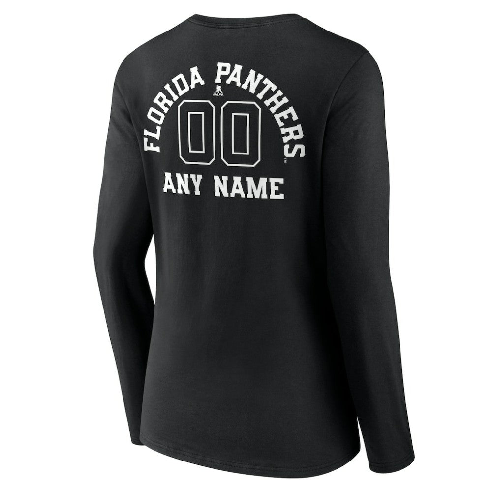 Florida Panthers Women's Personalized Name & Number Monochrome Long Sleeve V-Neck T-Shirt - Black T-shirts