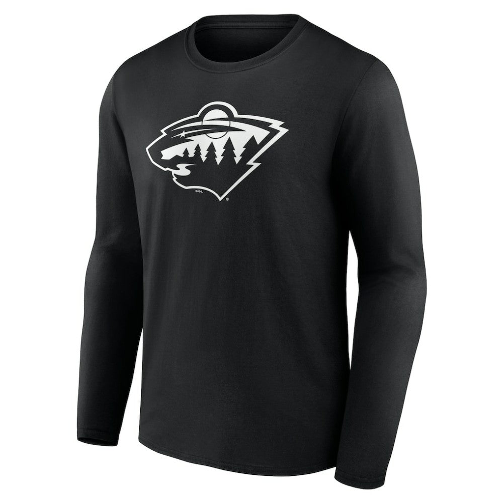 Minnesota Wild Personalized Name & Number Monochrome Long Sleeve T-Shirt - Black T-shirts