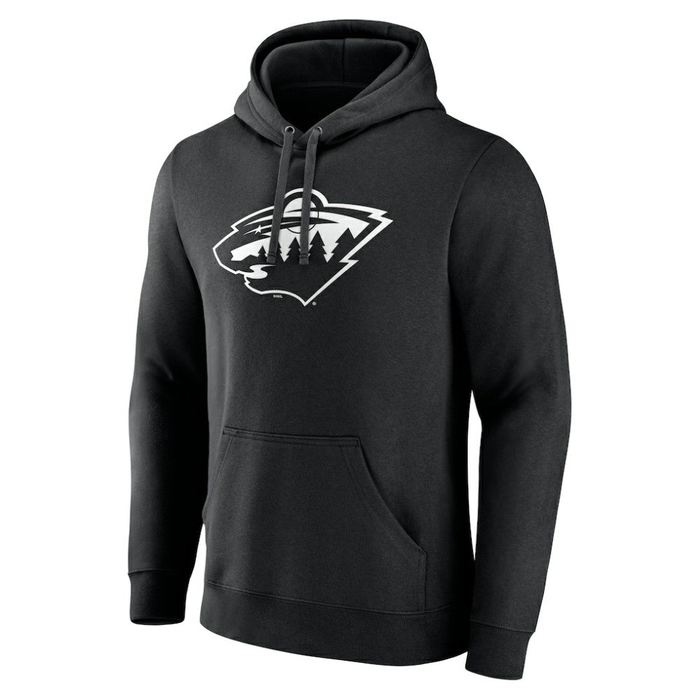 Minnesota Wild Personalized Name & Number Monochrome Pullover Hoodie - Black Hoodies