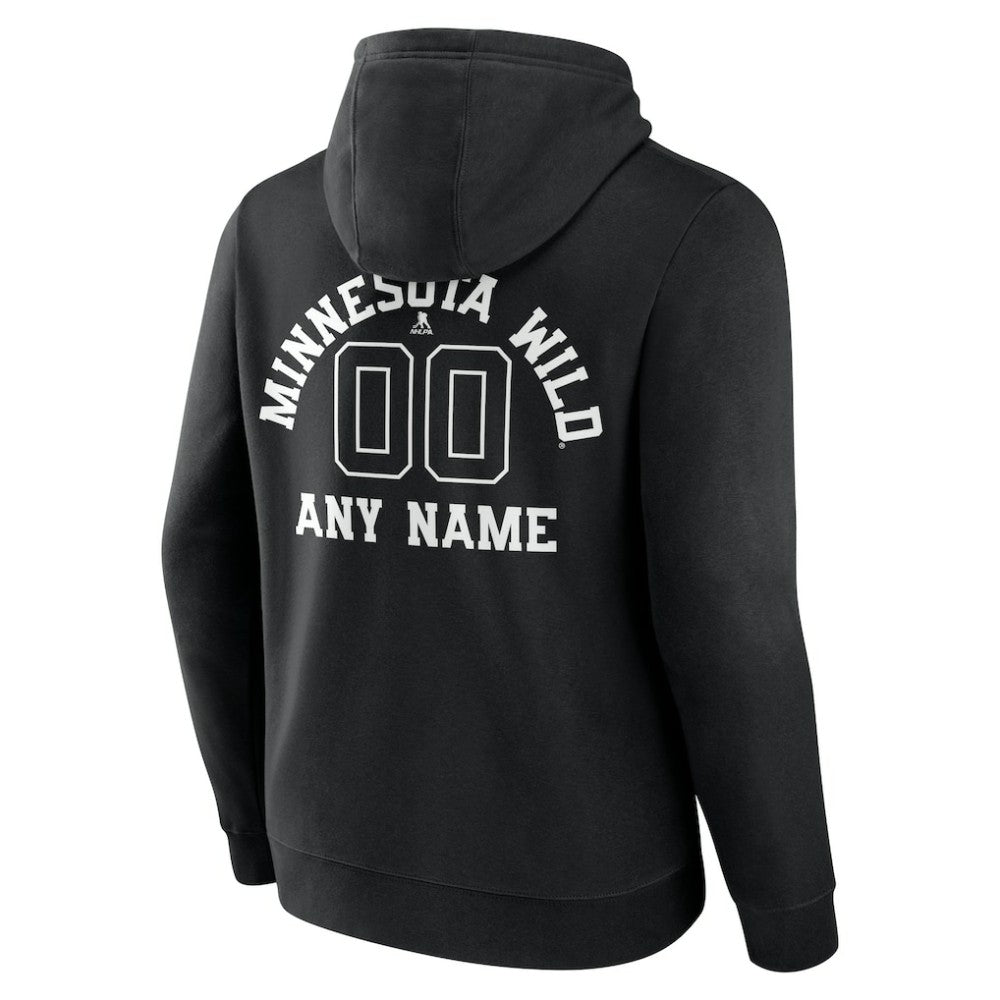 Minnesota Wild Personalized Name & Number Monochrome Pullover Hoodie - Black Hoodies